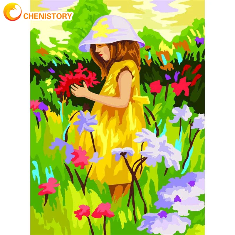 

CHENISTORY Diy Pictures By Numbers Girl Acrylic Paint Hand Paind Kit Canvas Painting By Numbers Portrait Oil Painting For Home