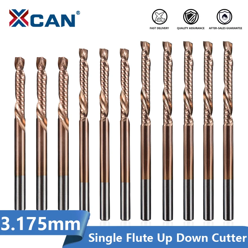 

XCAN UP DOWN Cut Router Bit 3.175mm Shank TiCN Coated Single Flute End Mill Carbide Milling Cutter for Woodworking Milling