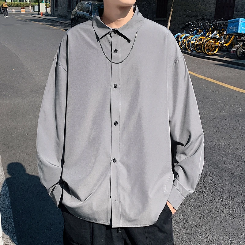

Retro drape ice silk solid color long-sleeved jacket shirt top