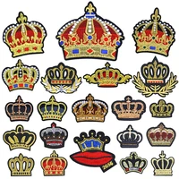 gold thread embroidery crown patch iron on clothes hat decoration fashion epaulets ripped stickers diy sewing accessories
