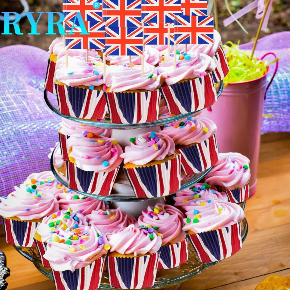 

Британский флаг, стильные запеченные формочки для торта, милая королева, платина, Юбилейный стиль, стандартные Кружки для торта, Бумажные Формочки для пищевых продуктов, творческие формочки для творчества