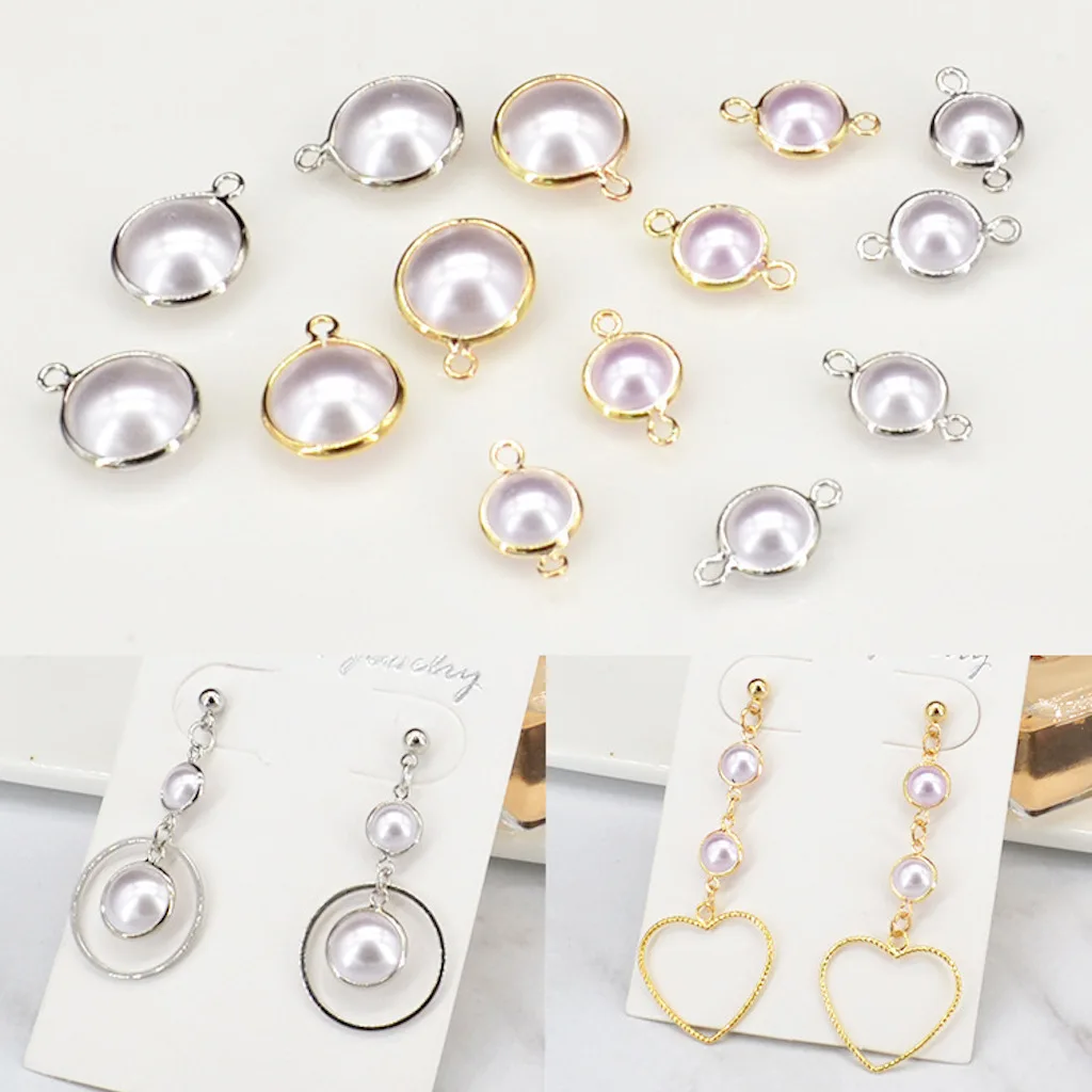 

10pcs fashion statement earrings 2020 Pendant Inlaid Protein Double Hanging Circle Pearl Earrings For Women Diy Jewelry Making