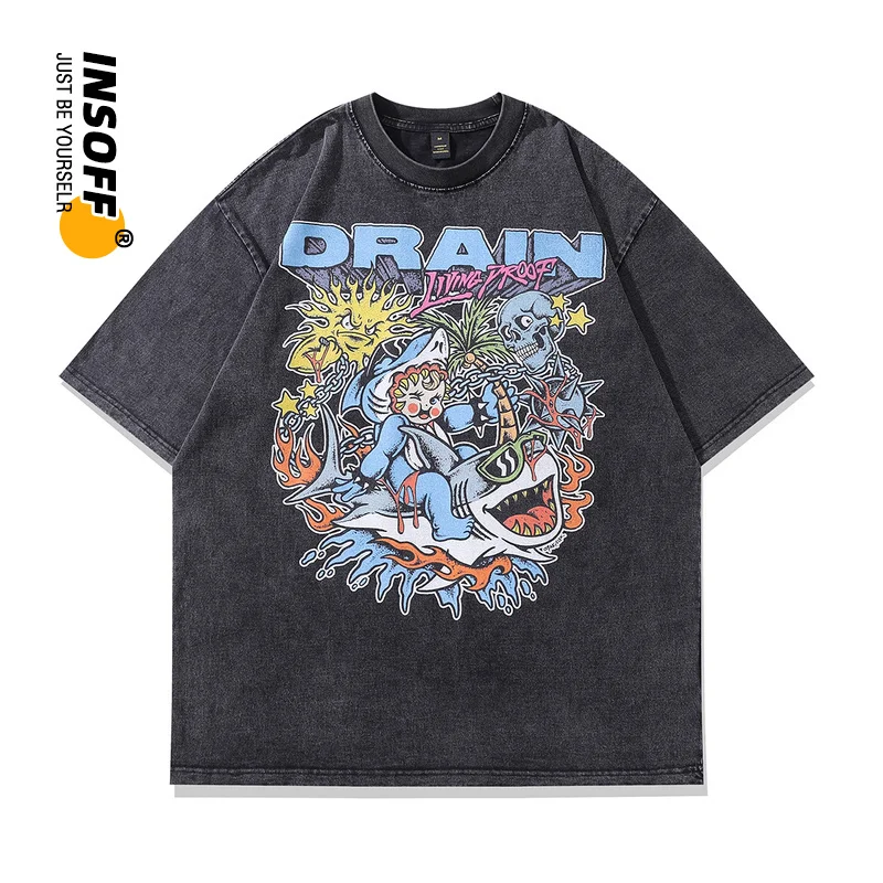 

Original Designer American Cartoon Funny Printed High Quality 100% Cotton Washed Vintage Y2k Oversize Streetwear Classic T-shirt