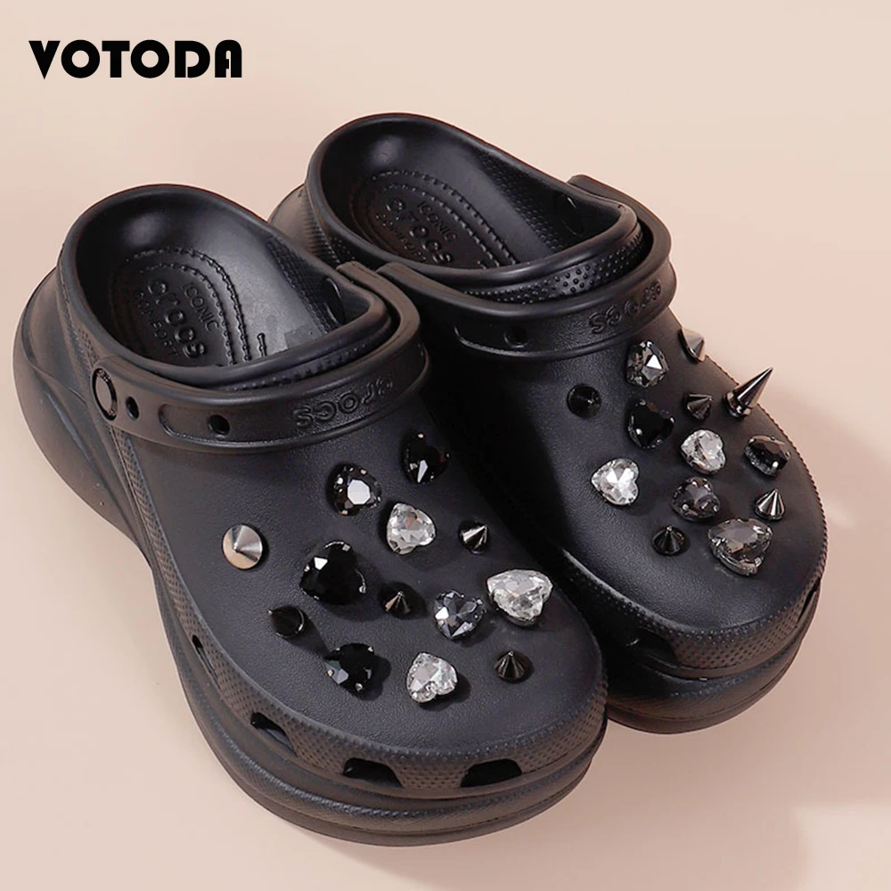 Charm Croc Set Bling Rhinestones Metal Rivets Shoe Accessories DIY Charms Buckle Fashion Sandal Clogs Shoe Decoration Girl Gift