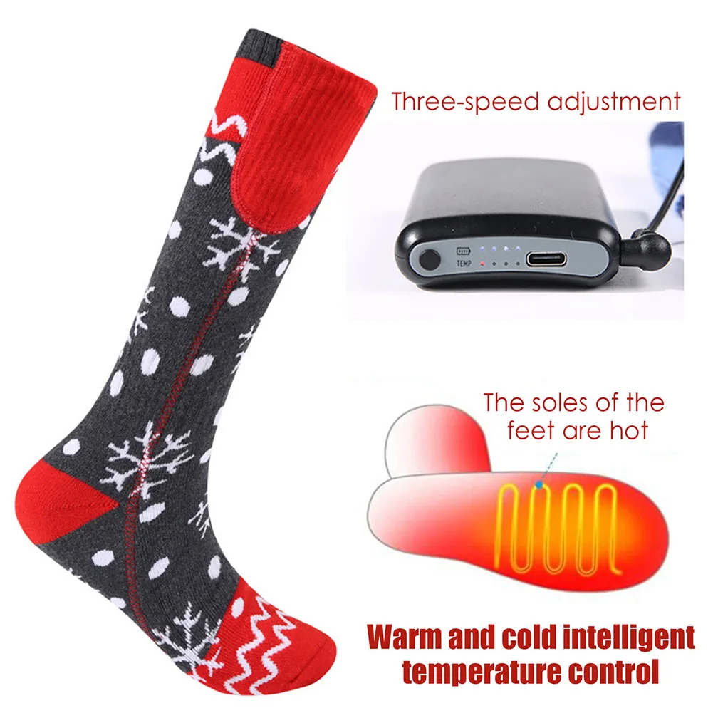 Winter Heated Socks 5V 5000mAh Rechargeable Socks App Control Temperature Christmas Electric Heating Socks For Cycling Skiing