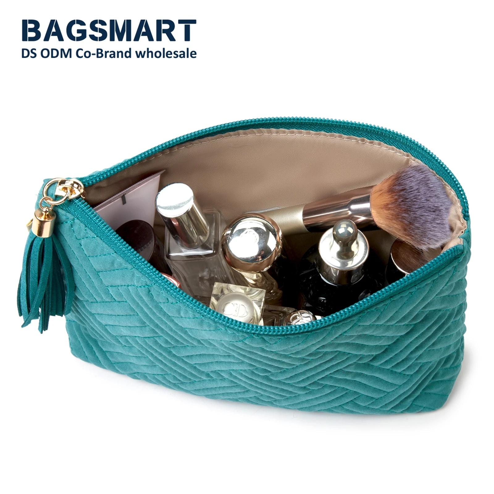 

BAGSMART Mini Cosmetic Bag for Portable Travel Organizer Waterproof Flannel Gift Cards Pocket Books Essential Lipstick Holder