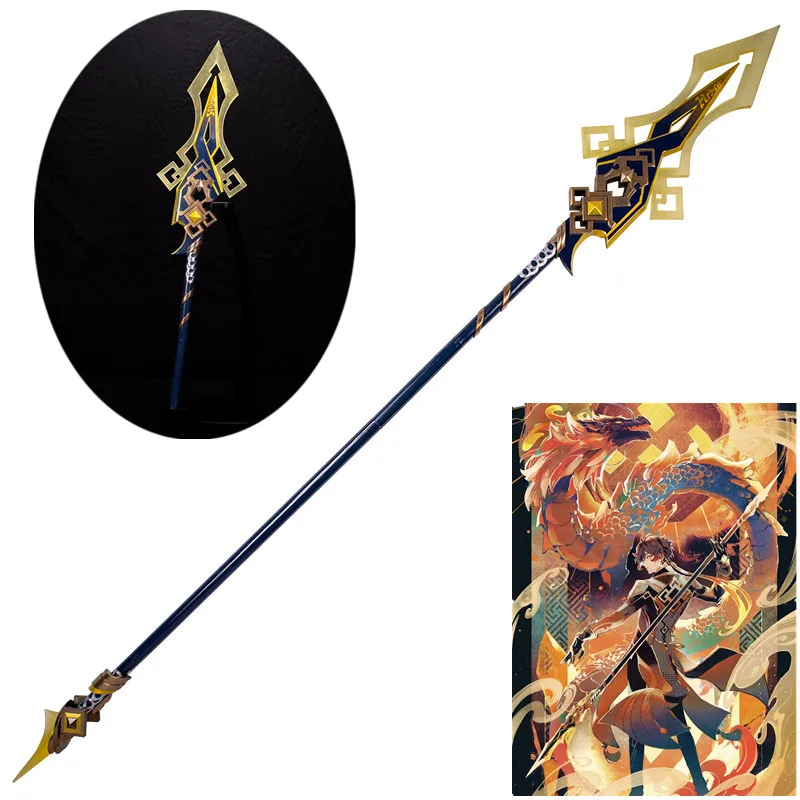 Zhongli Cosplay копье оружие Genshin Impact Zhong li длинный меч серьги для косплея рождественские