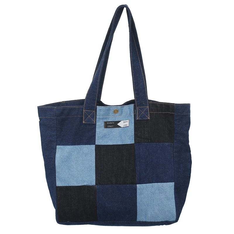 

Girls Plaid Denim Shoulder Hand Bag for Women Shoulder Bag Crossbody Casual Jeans Bags Women Handbags Canvas Bag