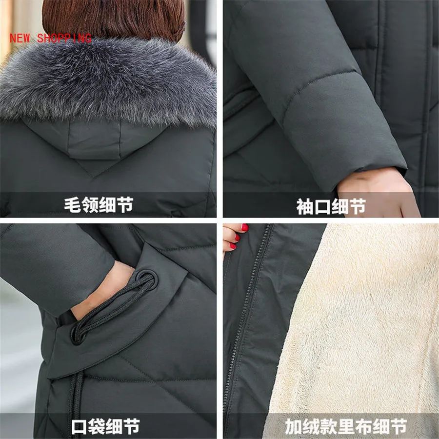 Fashion Winter Jacket Women Big Fur Hooded Thick Down Parkas 5XL Female Jacket Coat Lambswool Warm Winter Outwear Long 2023 New