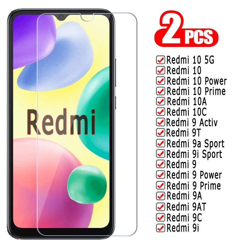 2-1 шт. закаленное стекло для Xiaomi Redmi 10 10A 10C 9i 9C 9t 9a 9at 9 Prime Защитная пленка экрана на A
