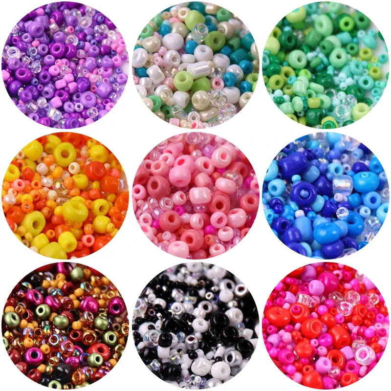 

10g Mix Size 1.5-4mm Opaque Glass Seed Beads Mixed Solid Colors Spacer Glass Rice Beads for Fashion DIY Handmade Bracelet