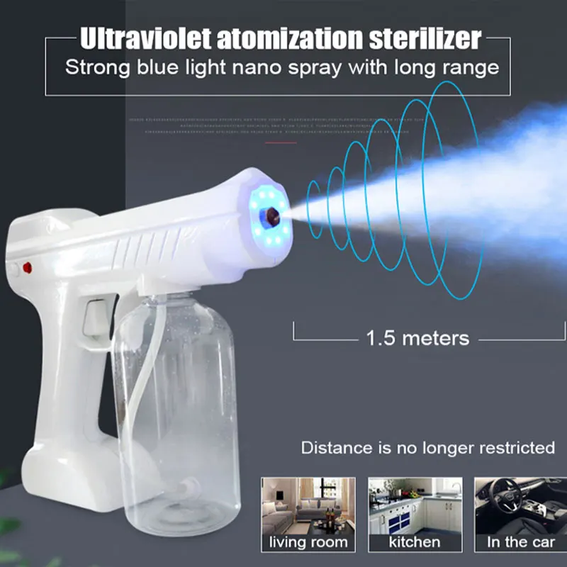 

Nano Blue Light Steam Spray Disinfection Sprayer Gun Atomization Fogging Disinfection Gun Wireless Electric Atomizing Sterilizer