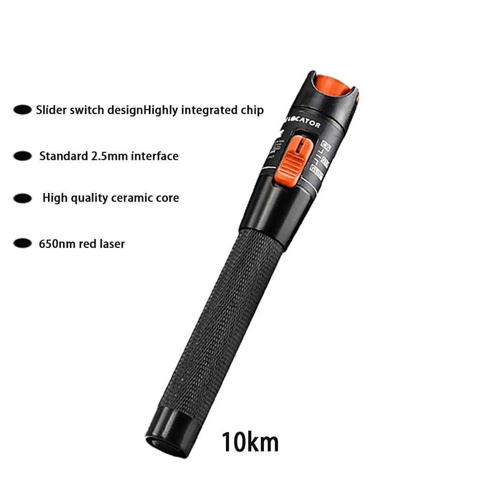 Fiber Optic Cable Tester 10mW 10KM Visual Fault Locator SC/FC/ST 2.5mm Interface ,Red Light Pen for Fiber Network Cable Test