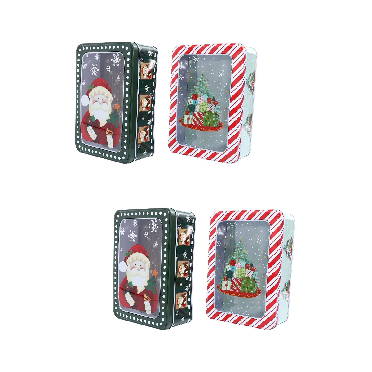 

Christmas Tin Gift Box Cookie Candy Holiday Boxes Window Tinplate Canmetal Tins Goodie Lidscases Cans Lid Traysnowman Biscuit