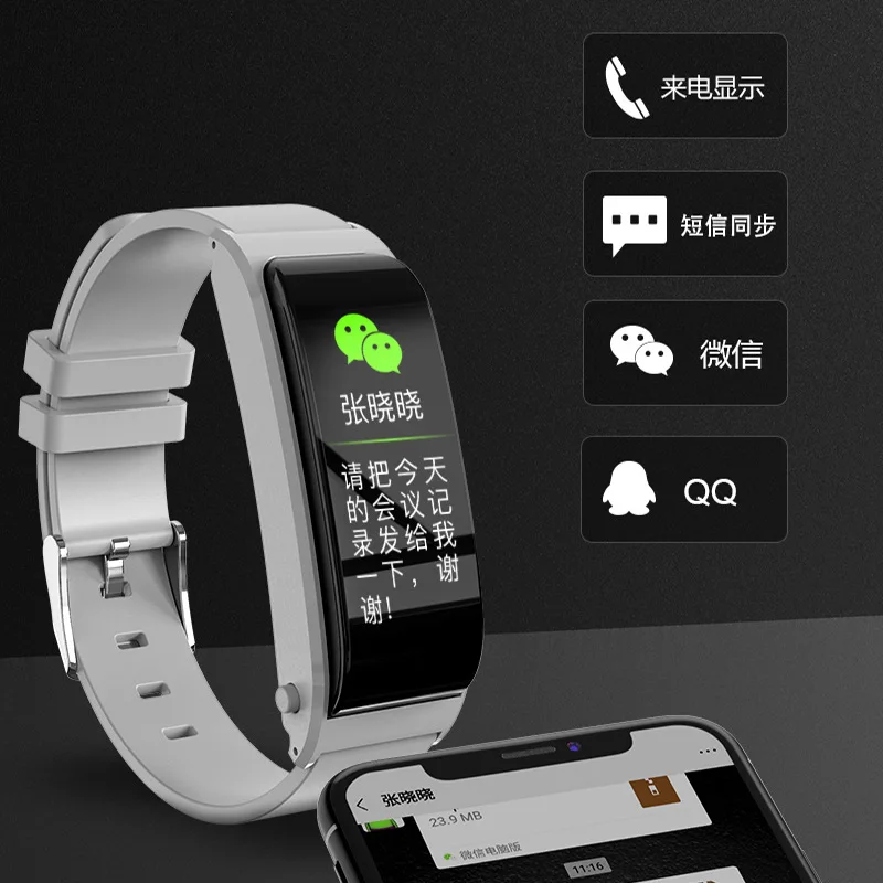 

F2pro Bluetooth headset talking bracelet Pedometer heart rate blood pressure weather AI voice smart bracelet sports