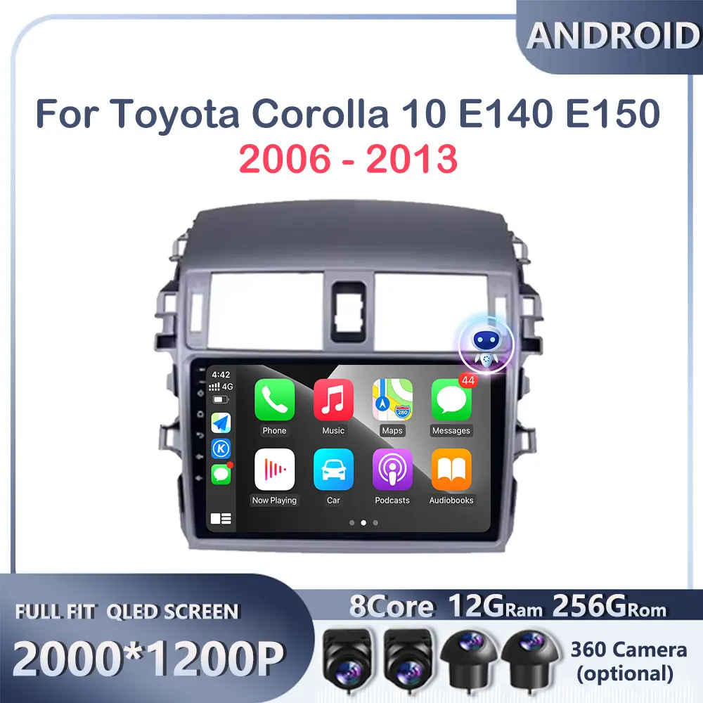 ОС Android Carplay Auto WIFI для Toyota Corolla 10 E140 E150 2006-2013 Автомобильный радиоприемник Стерео