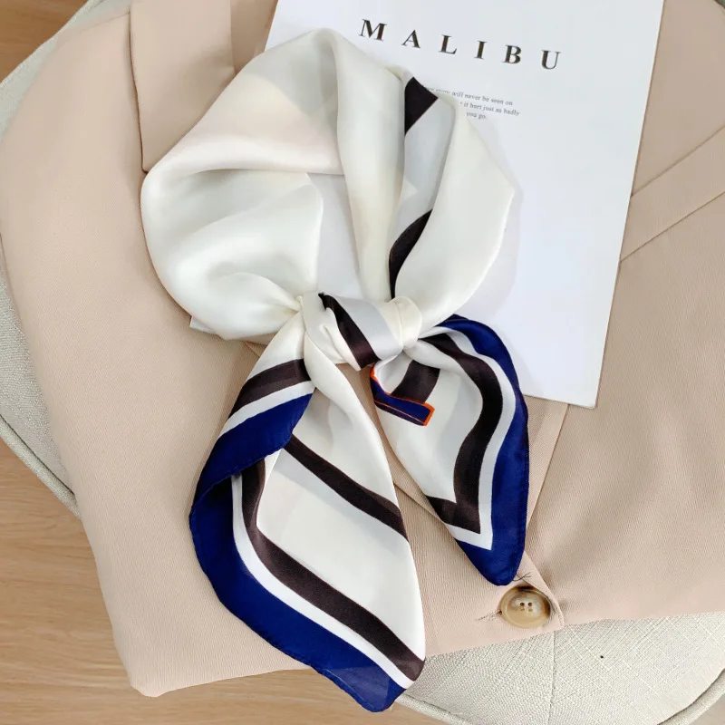 

Luxury Brand Square Silk Scarf Women Satin Print Hijab Scarves Muslim Pareo Bandana Female Shawl Wrap Headband Foulard 70*70cm