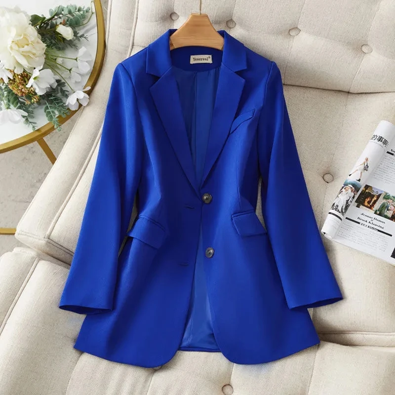 White Suit Women's Coat 2022 New Spring Autumn Korean Long Sleeve Single Breasted Blazers Women Jacket Casual Ladies Blazer Tops