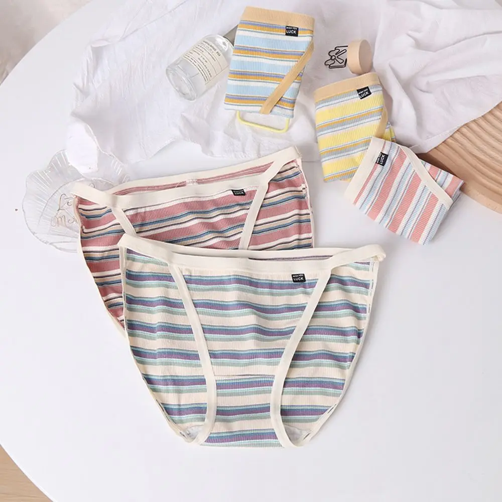

Трусики женские тонкие хлопковые в полоску, с промежностью