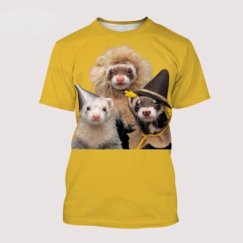 

Oversized Harajuku Unisex Casual T-Shirt Cute Animal 3D Printed Round Neck Short Sleeve Loose T-Shirt