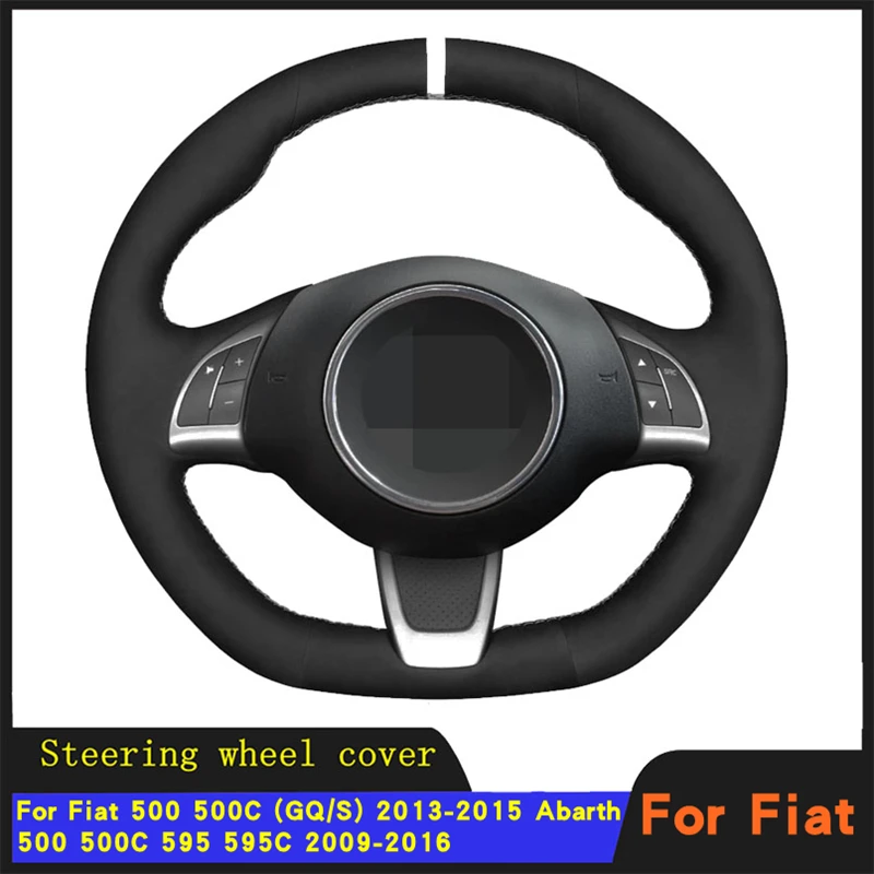 

Car Steering Wheel Cover Braid Wearable Soft Suede Leather For Fiat 500 500C (GQ/S) 2013-2015 Abarth 500 500C 595 595C 2009-2016