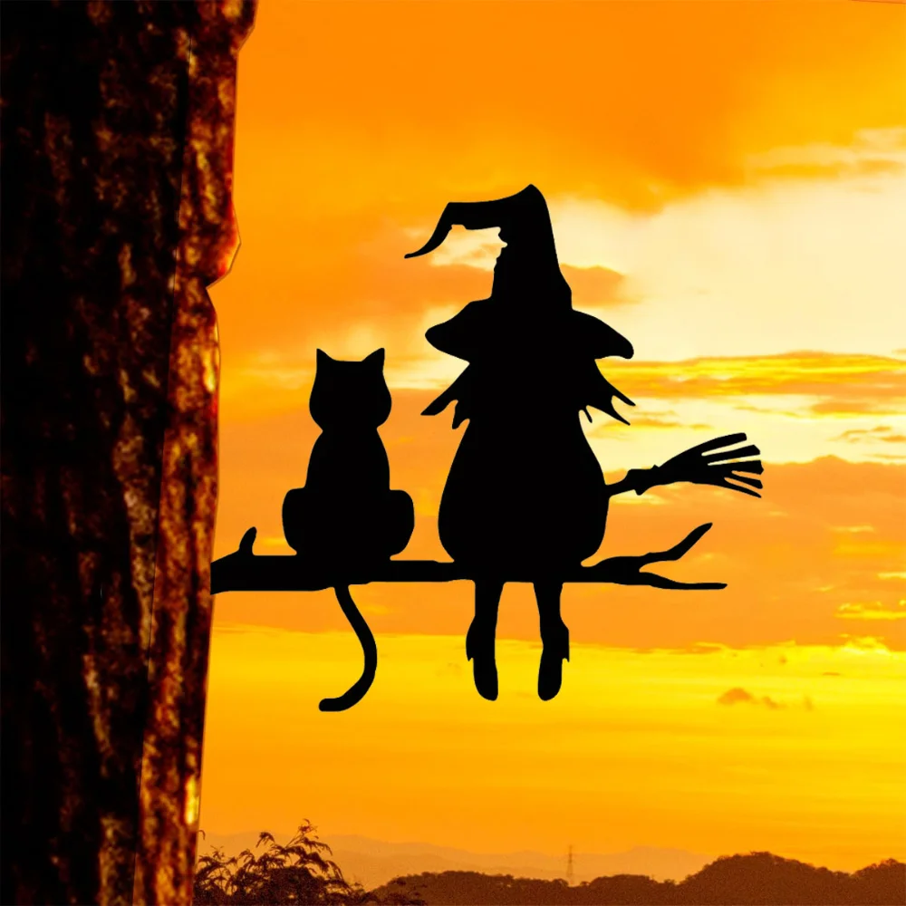 Железная силуэтная колышка для сада ведьмы и кошки-волшебное прикосновение