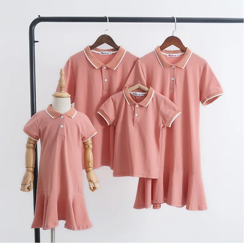 

Summer Family Look Dad Boy Short Sleeve Mom Girl Skirt Children's Clothing Parent-child Wear Match Unisex Kids Baby Clothes