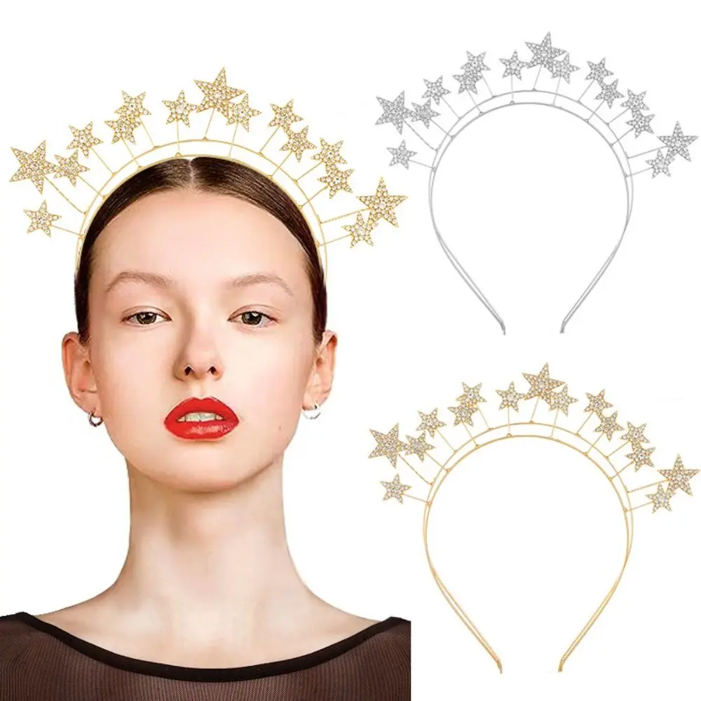 

Shiny Fairy Crown Cute Crystal Bridal Hair Tiara Wedding Accessories Rhinestone Hairband Star Hair Hoop Headpieces