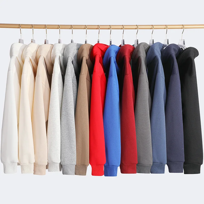 Зимняя хлопковая толстовка с капюшоном плюс бархатная плотная однотонная