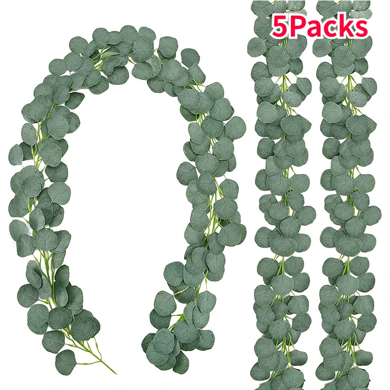 

5PCS Eucalyptus Artificial Flowers Vines for Wedding Home Room Decoration Faux Garland Arch Fake Plants Outdoor Garden Decor