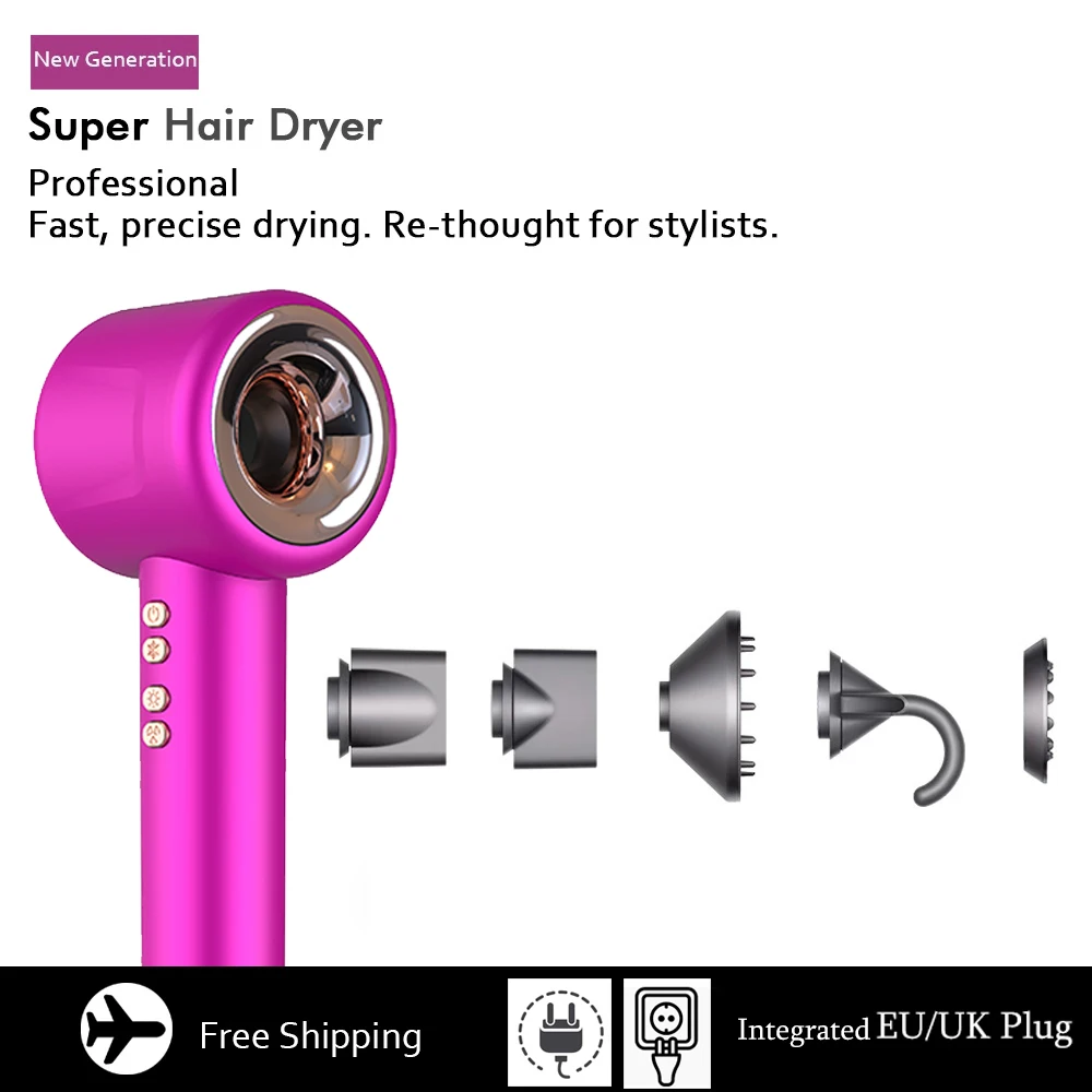 Professinal Leafless Hair Dryer 220V Negative Ion Quick Dry Home Powerful Constant Flyaway Attachment Anion Electric Hair Dryer
