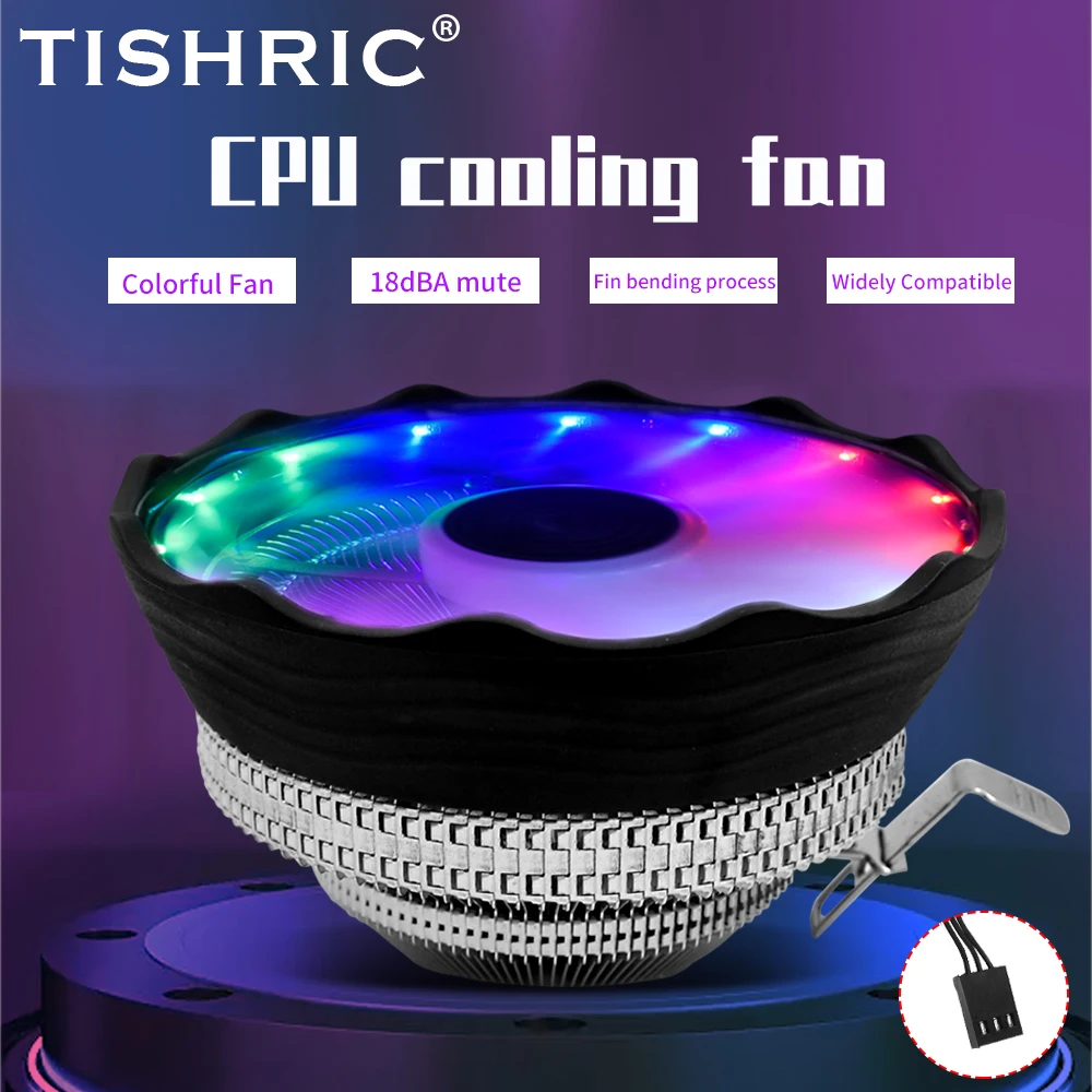 TISHRIC CPU Cooler Cooling Fan 120mm RGB 3Pin PWM Intel LGA 1700 1200