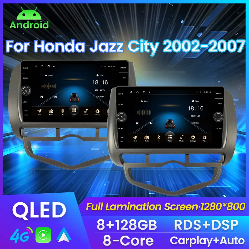 

1280*800P DSP Screen Android 11 Car Radio Player Stereo Headunit For Honda Jazz City 2002-2007 GPS Navigation Carplay Autoradio