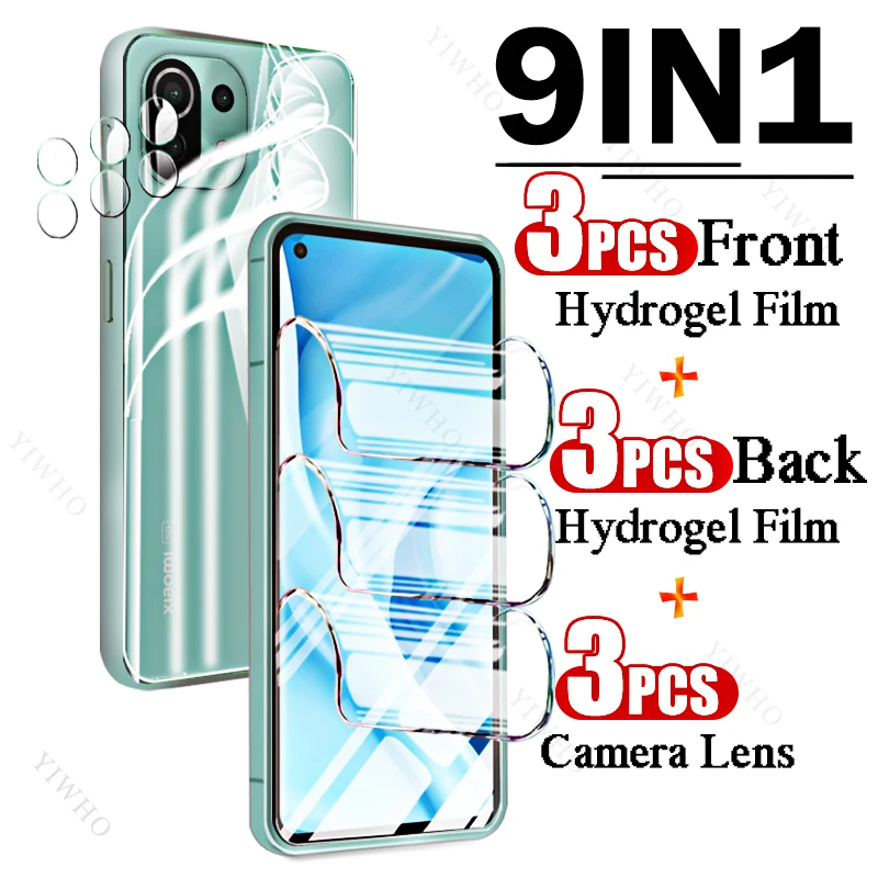 

9in1 Full Cover Front Back Hydrogel Film for Xiaomi 11 Lite 5G M2101K9G Fingerprint Screen Protector for Xiaomi11 Camera Lens HD