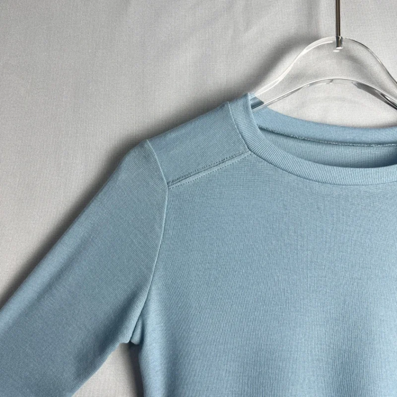 2025 Однотонная футболка с круглым вырезом женские базовые футболки повседневные