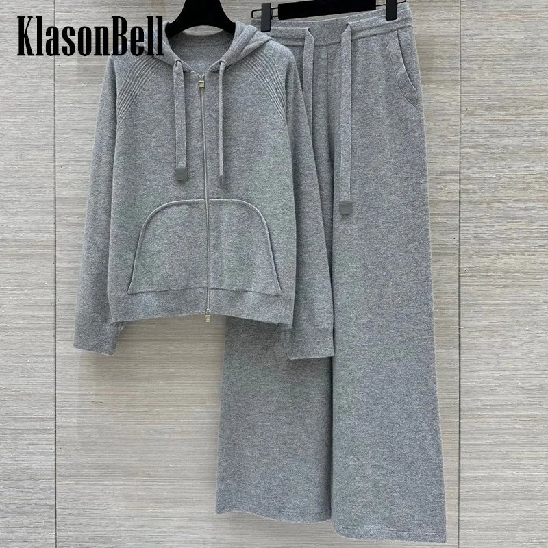 8 31 KlasonBell женский жаккардовый кардиган с капюшоном и рукавом реглан на молнии +