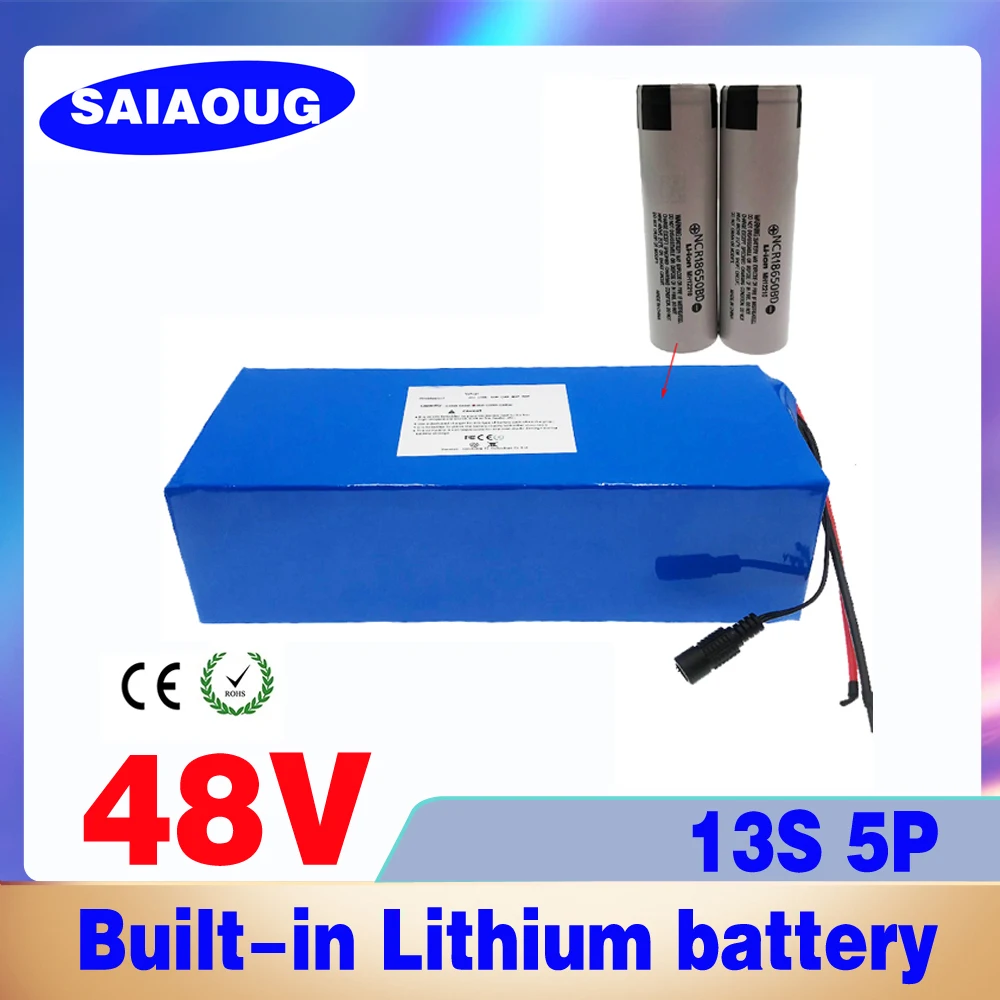 Аккумулятор для электрического велосипеда SAIAOUG 48V1 6ah/20ah/24ah/30ah/40ah 2000W 13S 5P со