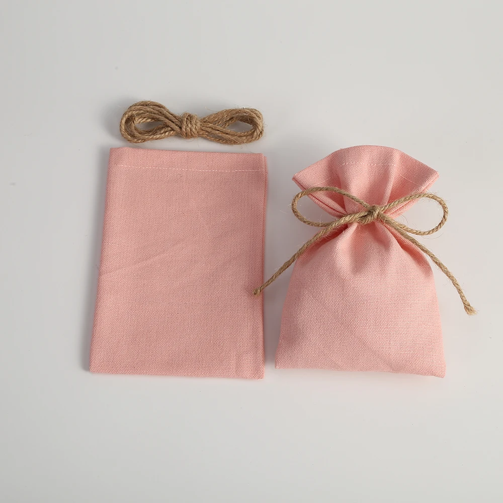 50pcs Pink Cotton  Bag Small Jewelry Bag Pouches for Wedding Christmas Party Candy Gift Bag Jewelry Organizer Can Custom Logo