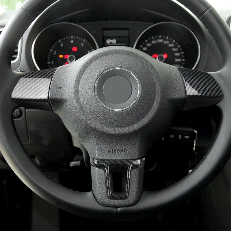

For VW Golf 6 MK6 Passat B7 CC Jetta Bora Polo Tiguan Caddy Touran Sharan ABS Carbon Fiber Steering Wheel Cover Protective Trim