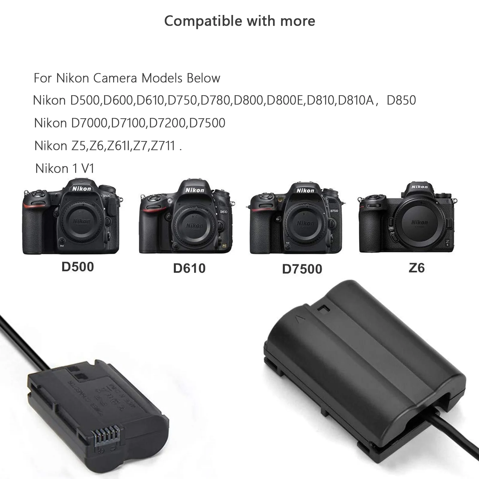 Адаптер питания постоянного тока для камеры Nikon D7000 D7100 D7200 D750 D800E D810A Z5 Z6 Z7 II