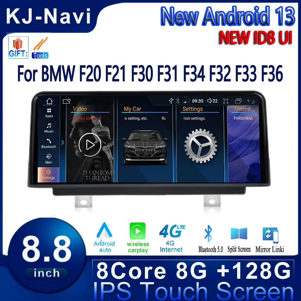 

8.8 Inch ID8 Android 13 Car Radio For BMW F20 F21 F30 F31 F34 F32 F33 F36 EVO System Wireless CarPlay Auto Touch Screen Monitor