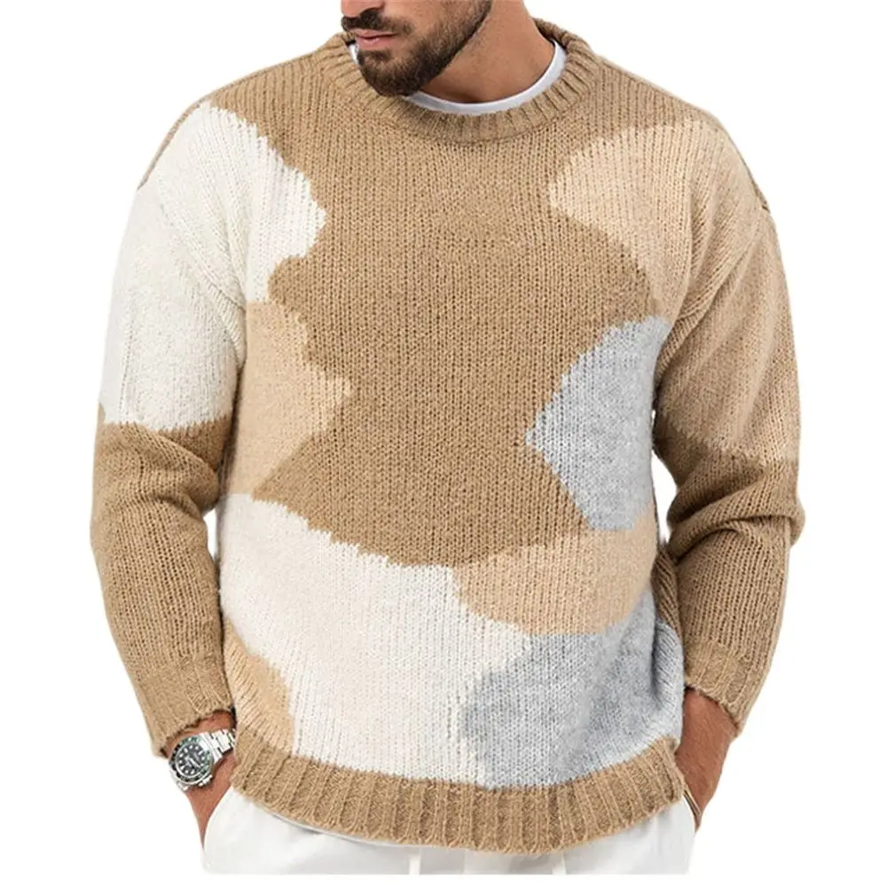 

Spring/Autumn Europe-USA Style Pullovers Men/Youth 100% Acrylic O-Neck Geometric Jacquard Pattern Straight Type Sweater M-3XL