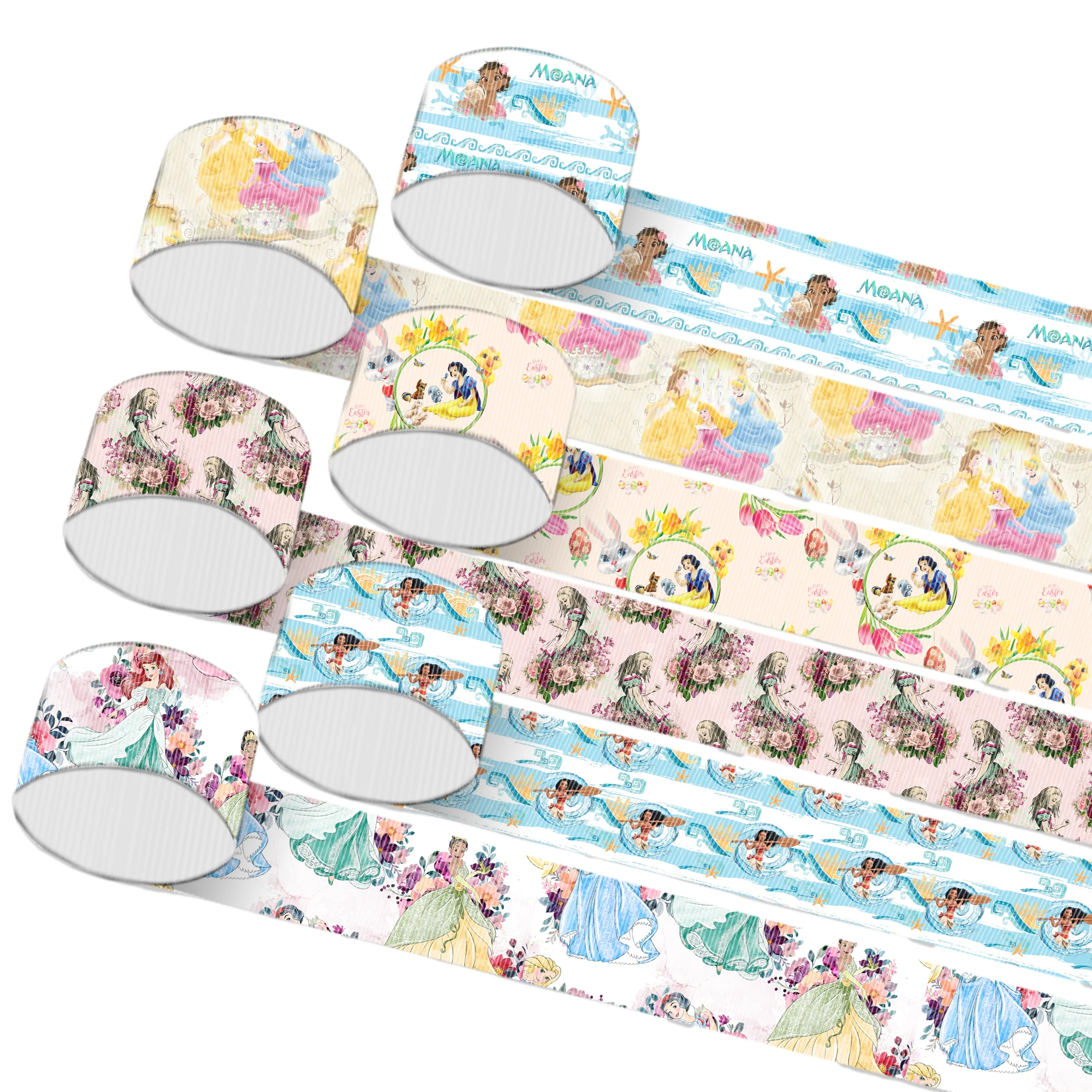 5 Yards Disney Princess Moana Snow White Grosgrain Ribbon 25mm/38mm/75mm Wrapping Hair Bow DIY Wedding Decoration Gift Packing