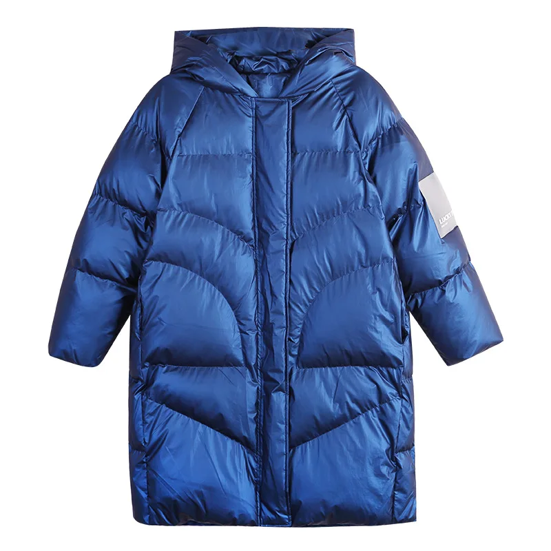 2023 New Winter Jacket Parkas Women Glossy Down Cotton Jacket Hooded Parka Warm Female Cotton Padded Jacket Casual Outwear Pink