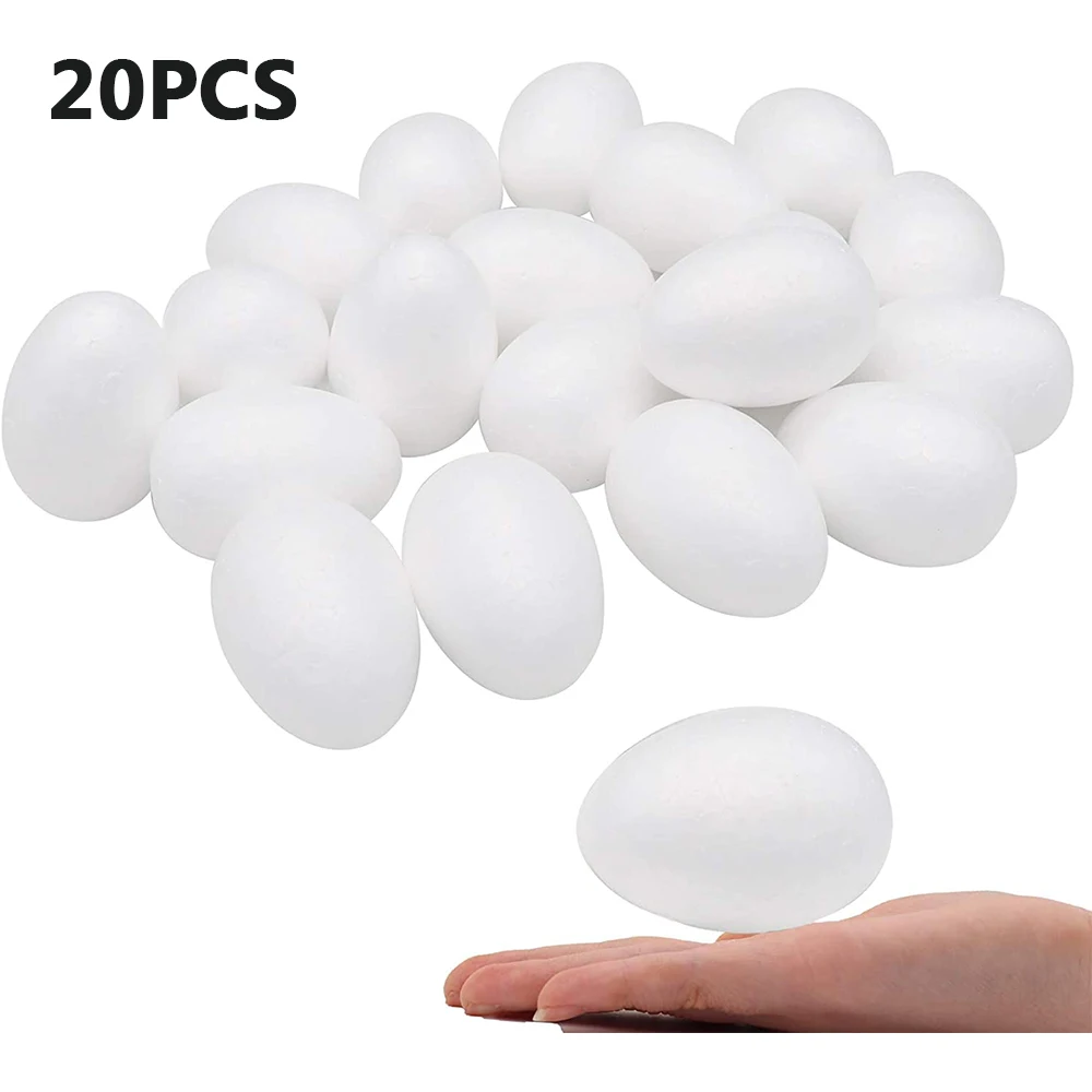 

Foam Eggs 20pcs White Craft Styrofoam Smooth for Spring Easter Halloween Christmas Making Handmade DIY Painting School Projects
