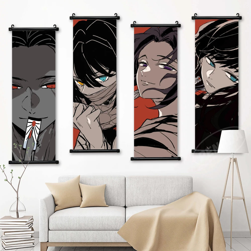 

Home Decor Hanging Demon Slayer Poster Canvas Himejima Gyoumei Wall Art Print Kibutsuji Muzan Painting Anime Scroll Living Room