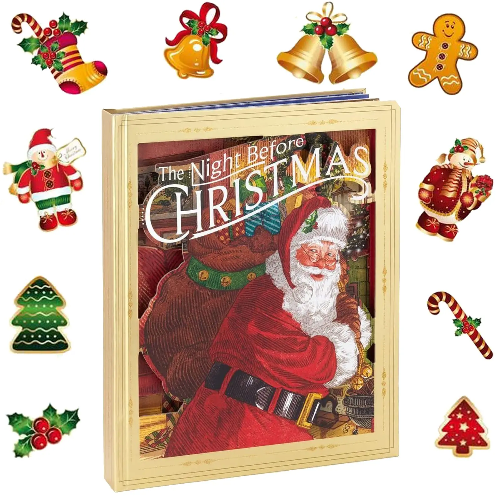 

3D Colorful Kids Pop-up Book Classic Xmas Santa Claus Story Book with Sound Light Christmas Decoration Ornaments New Year Gifts