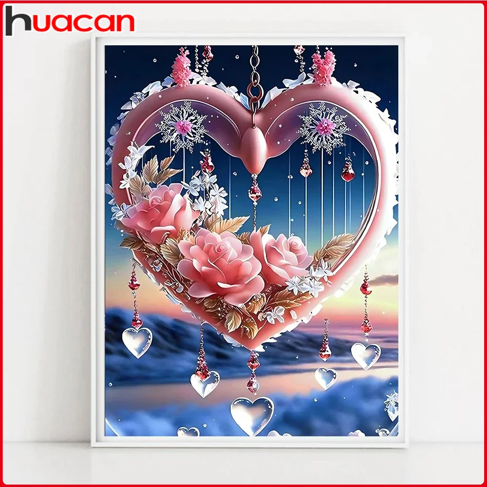 5D алмазная живопись цветок полная дрель круглая Алмазная мозаика сердца