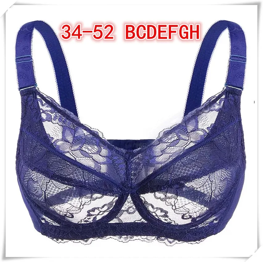 

Underwire Bra For Women Sheer Lace Unlined Minimizer Plus Size Lingerie Black Blue Green 34 36 38 40 42 44 46 48 B C D E F G H