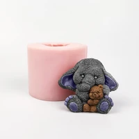 przy baby elephant holding bear soap silicone mold mousse cake molds silicone mold 3d cute cartoon stuffed toy fondant mould
